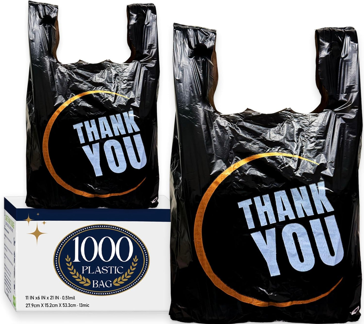 YoYoRain 1000 Count Black Plastic Bags for Shopping Needs