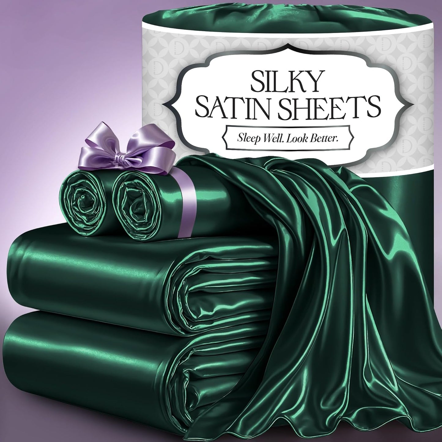 DECOLURE Satin Bed Sheets - Luxury Silky King Size Bedding Set