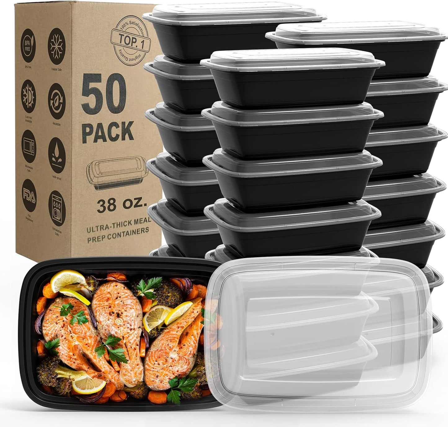 38OZ Meal Prep Containers - Reusable Food Storage Solution