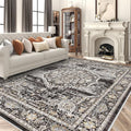 Washable Rugs 9x12 Area Rug - Distressed Floral Non Slip Large Rug