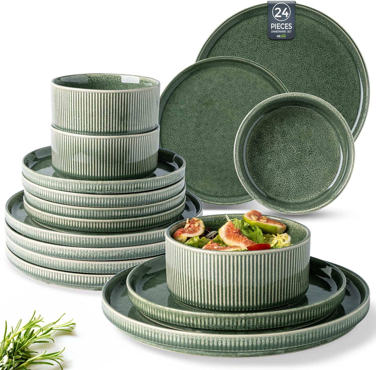 GBHOME Stoneware Dinnerware Set for 8, Stylish & Durable
