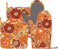 Non-Slip Heat Resistant Floral Oven Mitts Set