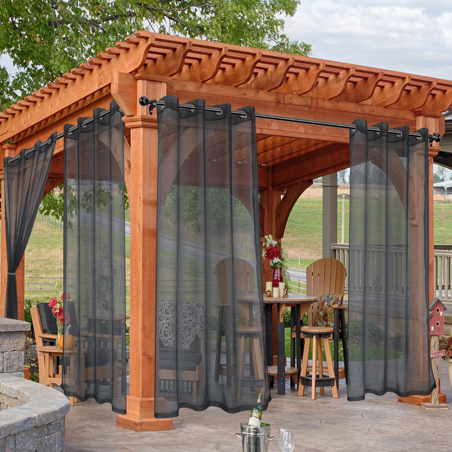 Outdoor Sheer Curtains for Patio Waterproof - 54 x 84 Inch