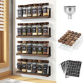 Wooden Lid Magnetic Spice Rack with 24 Jars and Labels Set
