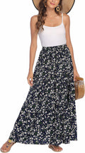 Bluetime Women Flowy Long Skirt Summer Beach Pleated Maxi - Flattering