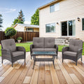 HUMMUH 4-Piece Patio Furniture Wicker Outdoor Conversation Set - Cozy