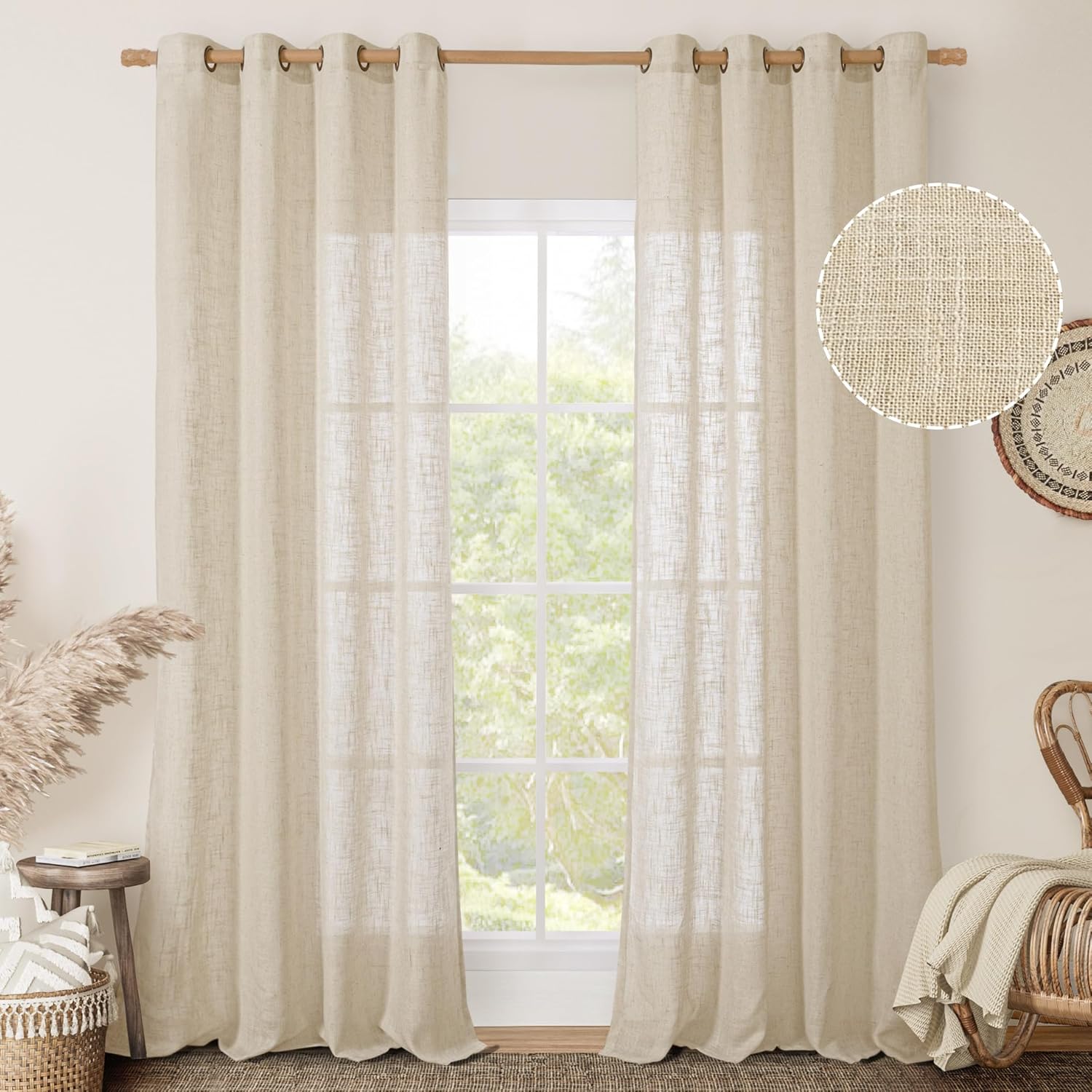 Light Filtering Sheer Linen Curtains for Elegant Living Spaces