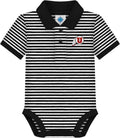 Creative Knitwear College Baby Striped Polo Bodysuit - Team Logo when