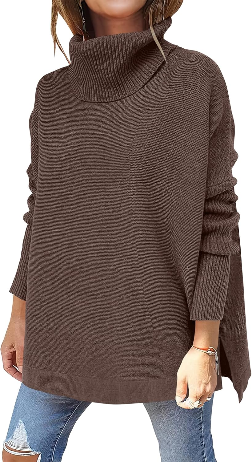 Oversized Turtleneck Batwing Sleeve Sweater for Fall 2025