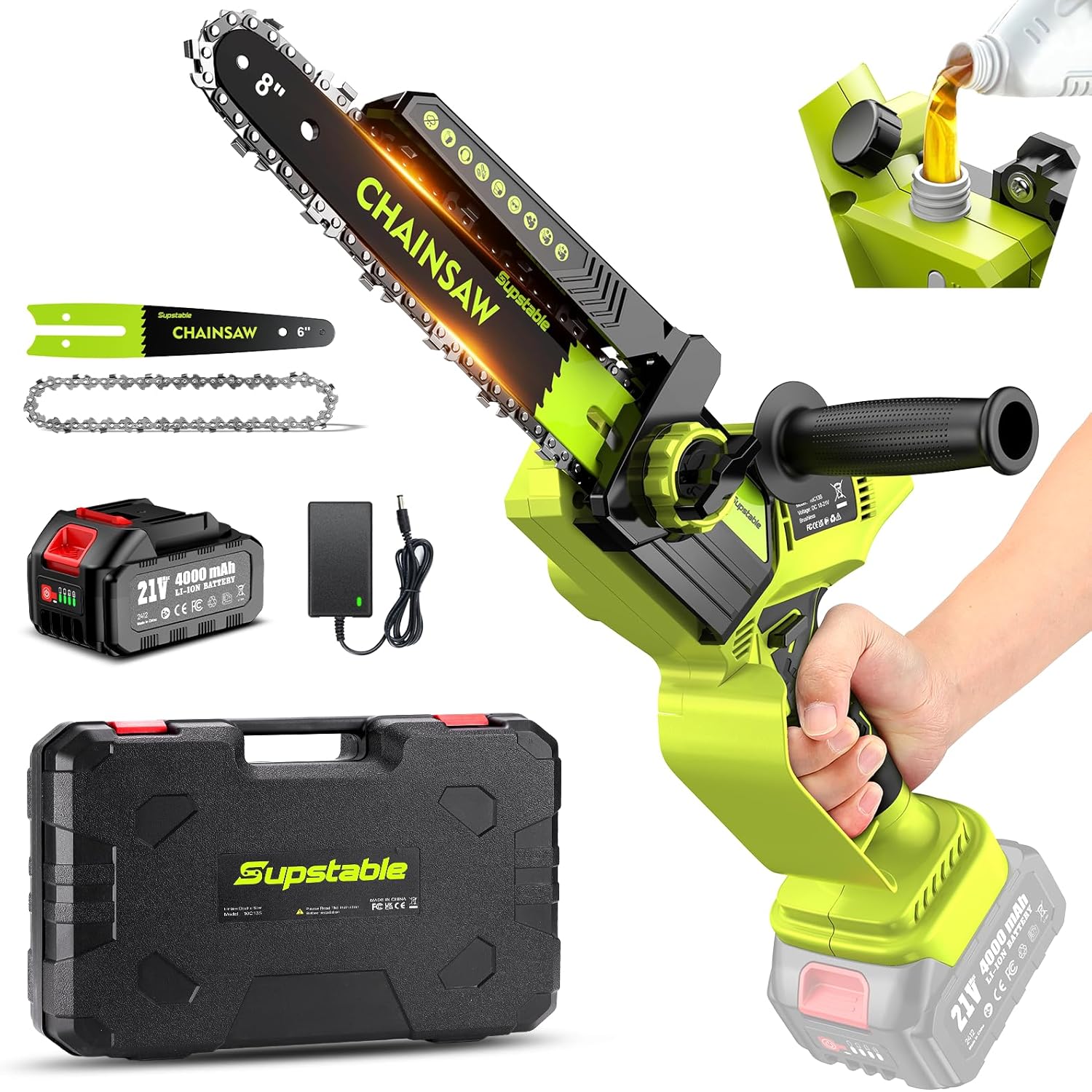 Mini Chainsaw Cordless 2-IN-1 Electric Hand Saw for Wood Cutting