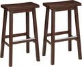 Solid Wood Saddle-Seat Counter Barstools Set of 2 - Walnut 29in