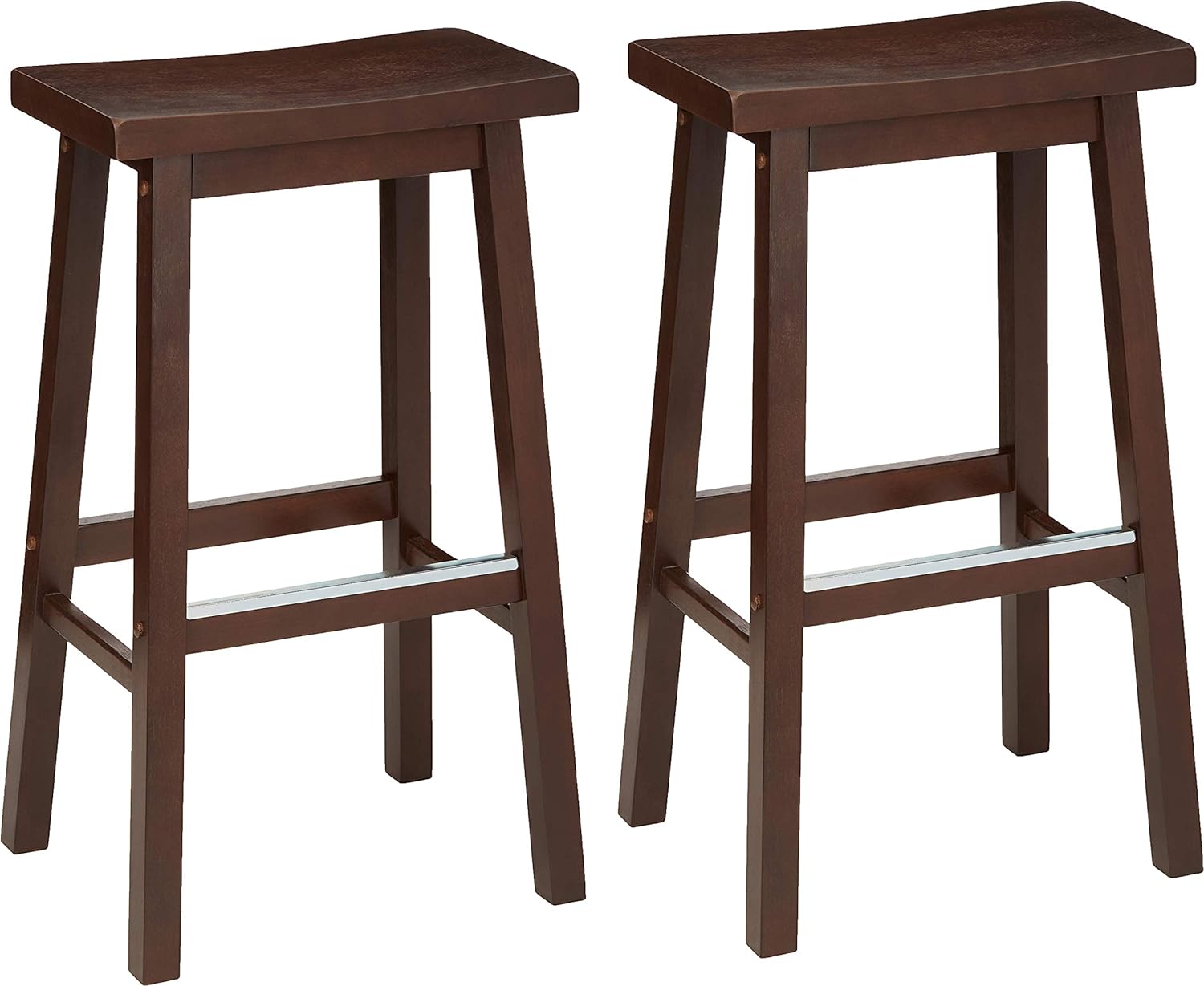 Solid Wood Saddle-Seat Kitchen Counter Barstool Set of 2