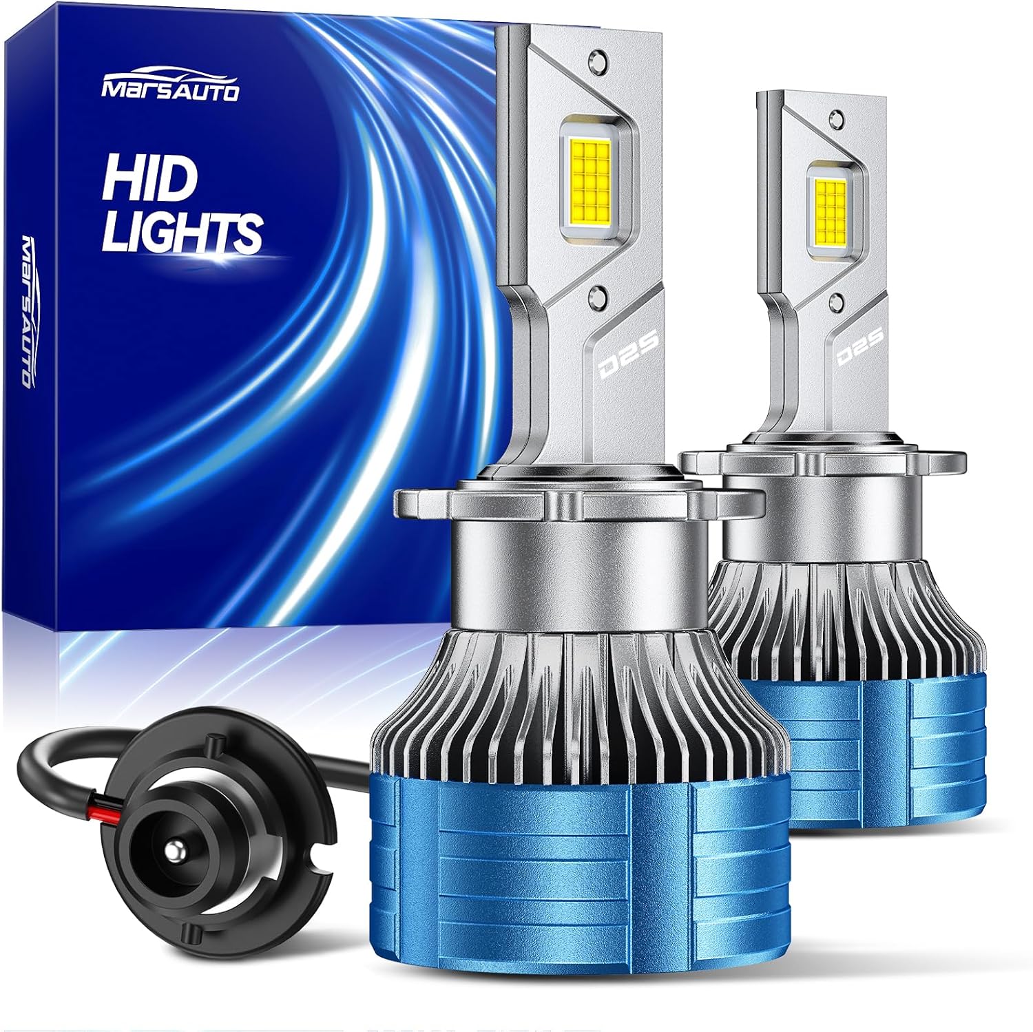 Marsauto D2S HID Bulbs: 800% Brightness, 30,000LM, 6500K White