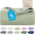 Cotton Herringbone Twin Blanket Seafoam 68 x 92 - Soft All-Season