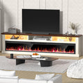 Spurgehom 70in Fireplace TV Stand for TVs up to 80in - Rustic White
