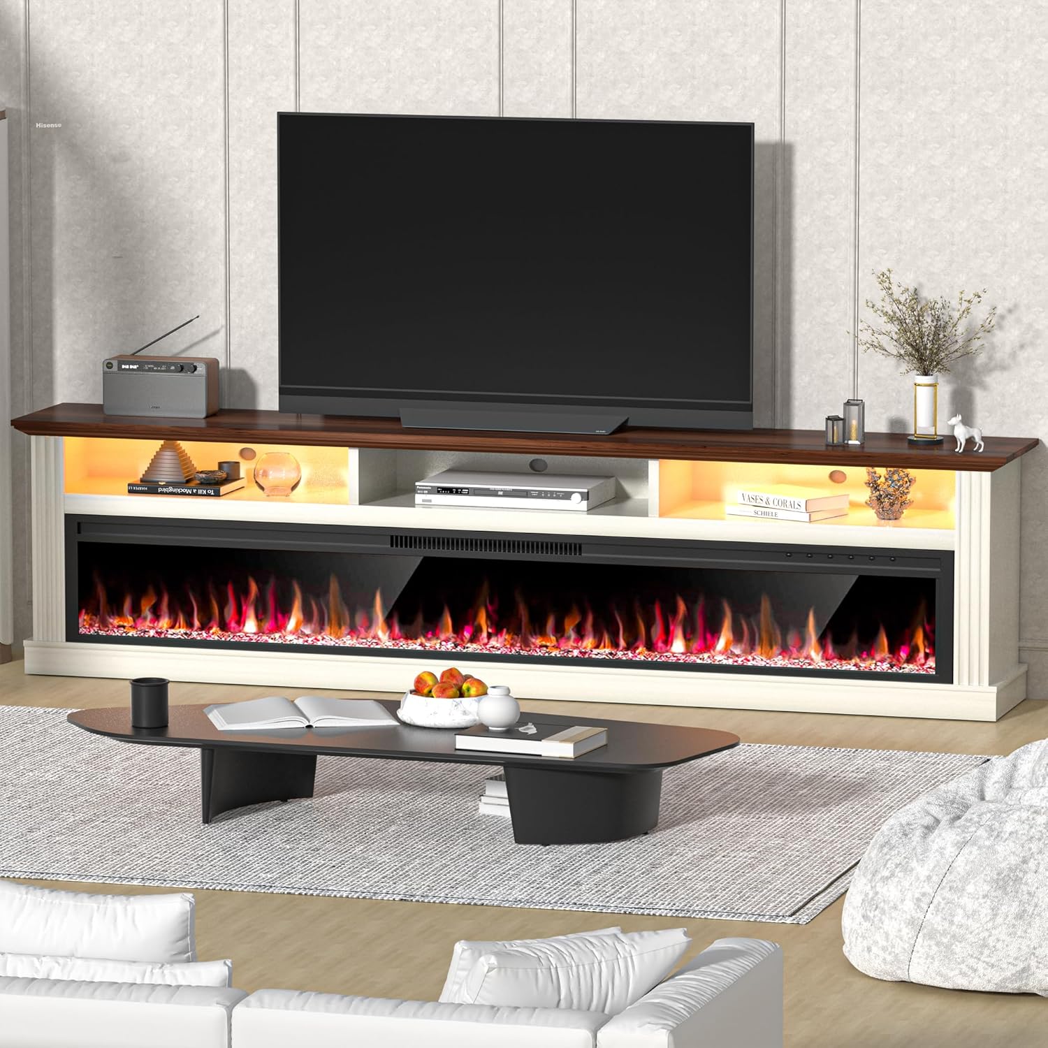 Spurgehom 70 Fireplace TV Stand - Stylish Farmhouse Media Console