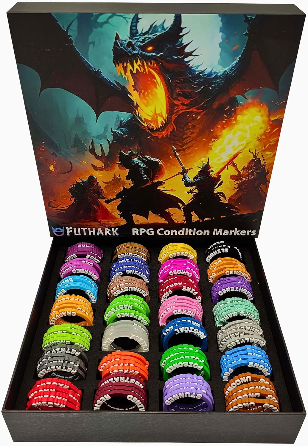 DND Condition Rings Set: 112 Vibrant Markers for RPG Clarity
