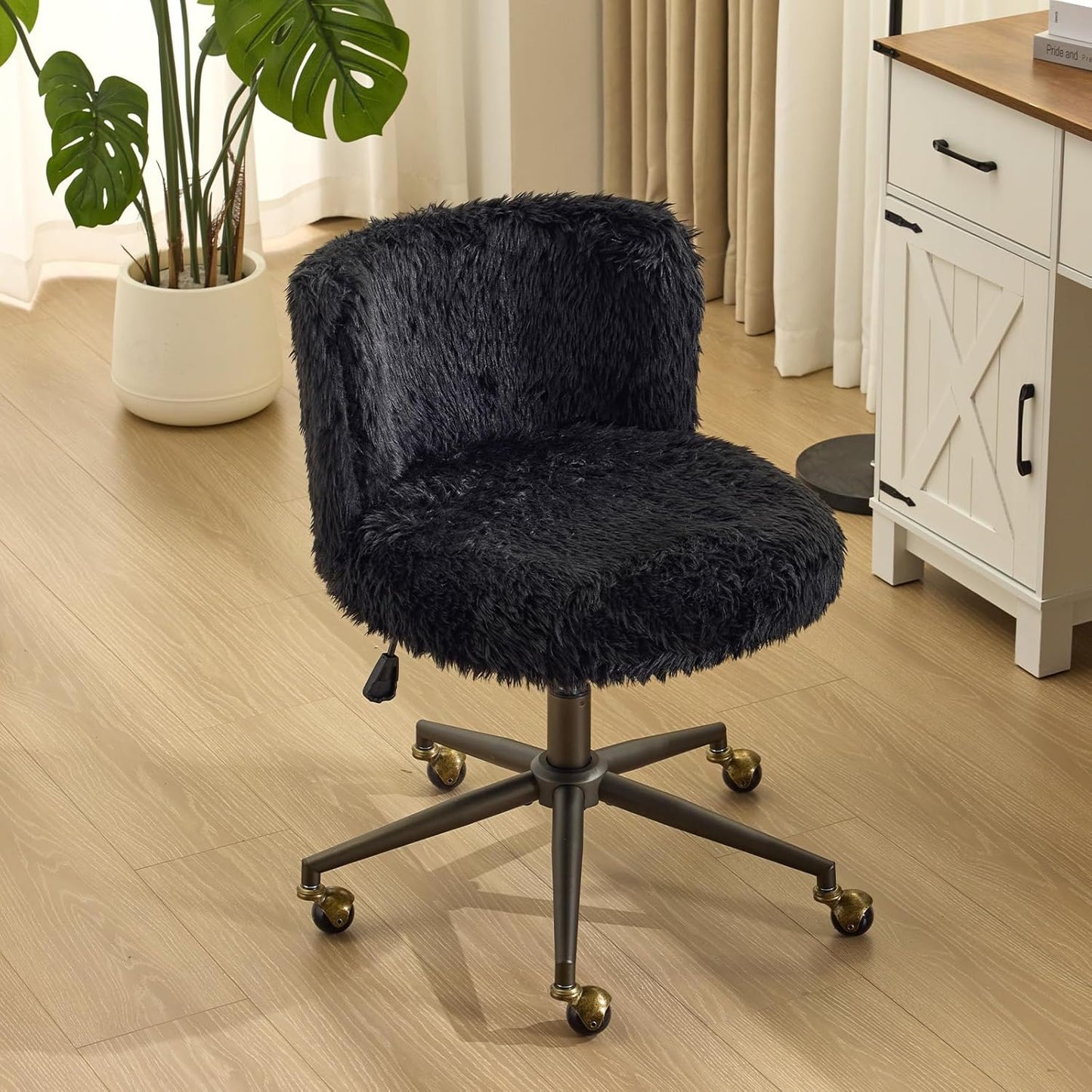 VINGLI Plush Upholstery Vanity Desk Chair with Adjustable Height
