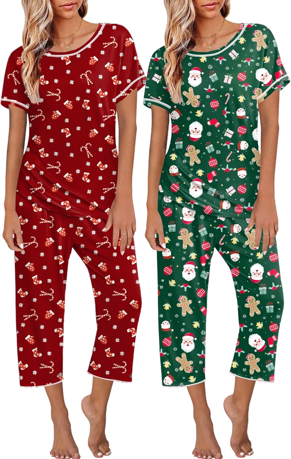 Ekouaer Womens Pajamas Short Sleeve Sleepwear Set for Comfort