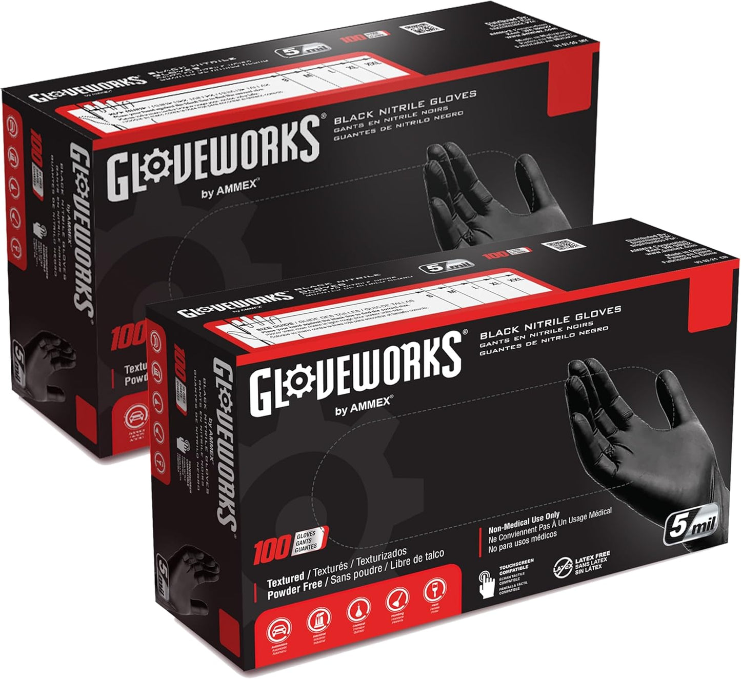 GLOVEWORKS 5 Mil Black Nitrile Gloves | Latex & Powder-Free
