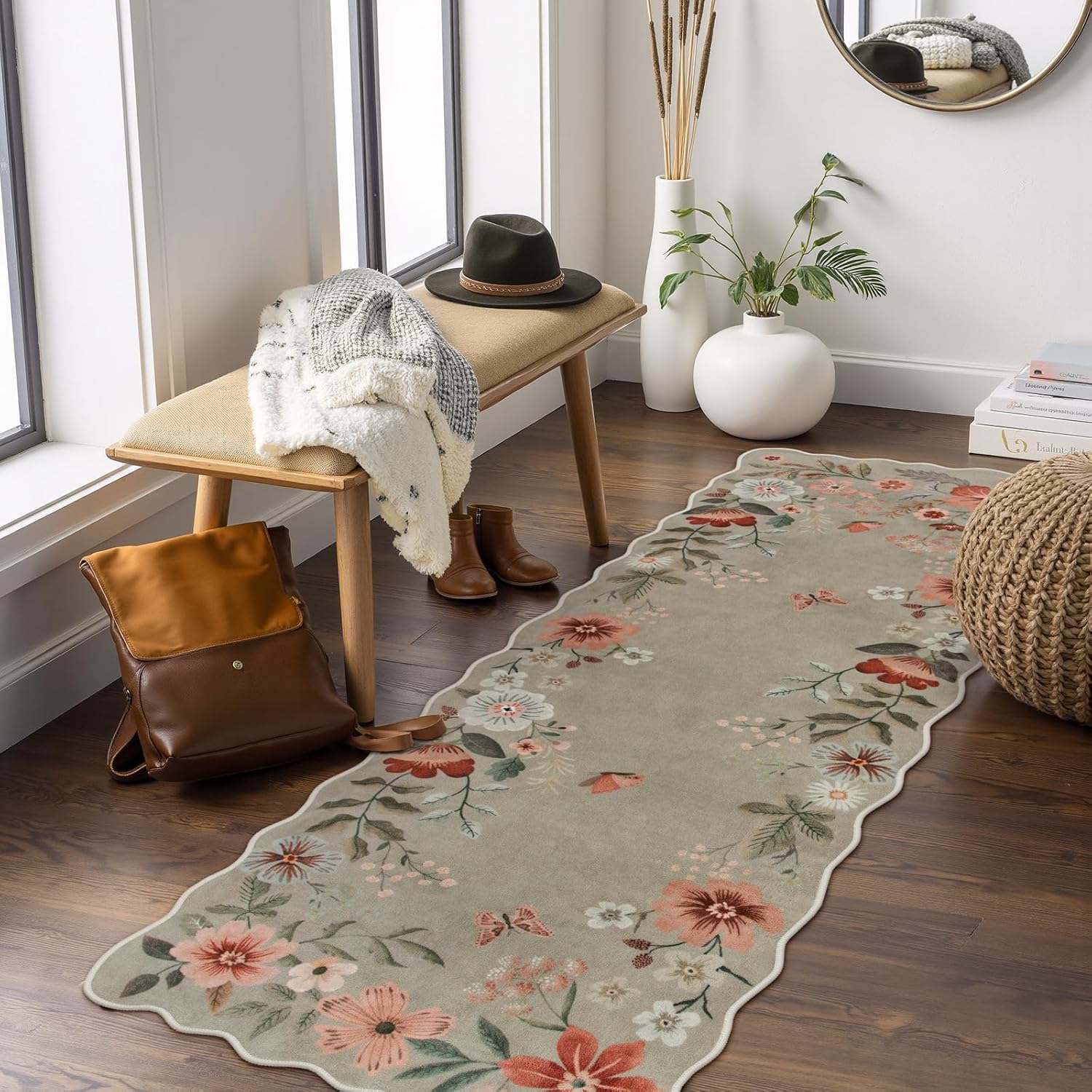 Lahome Floral Kitchen Runner Rug - Soft Washable Non Slip Design