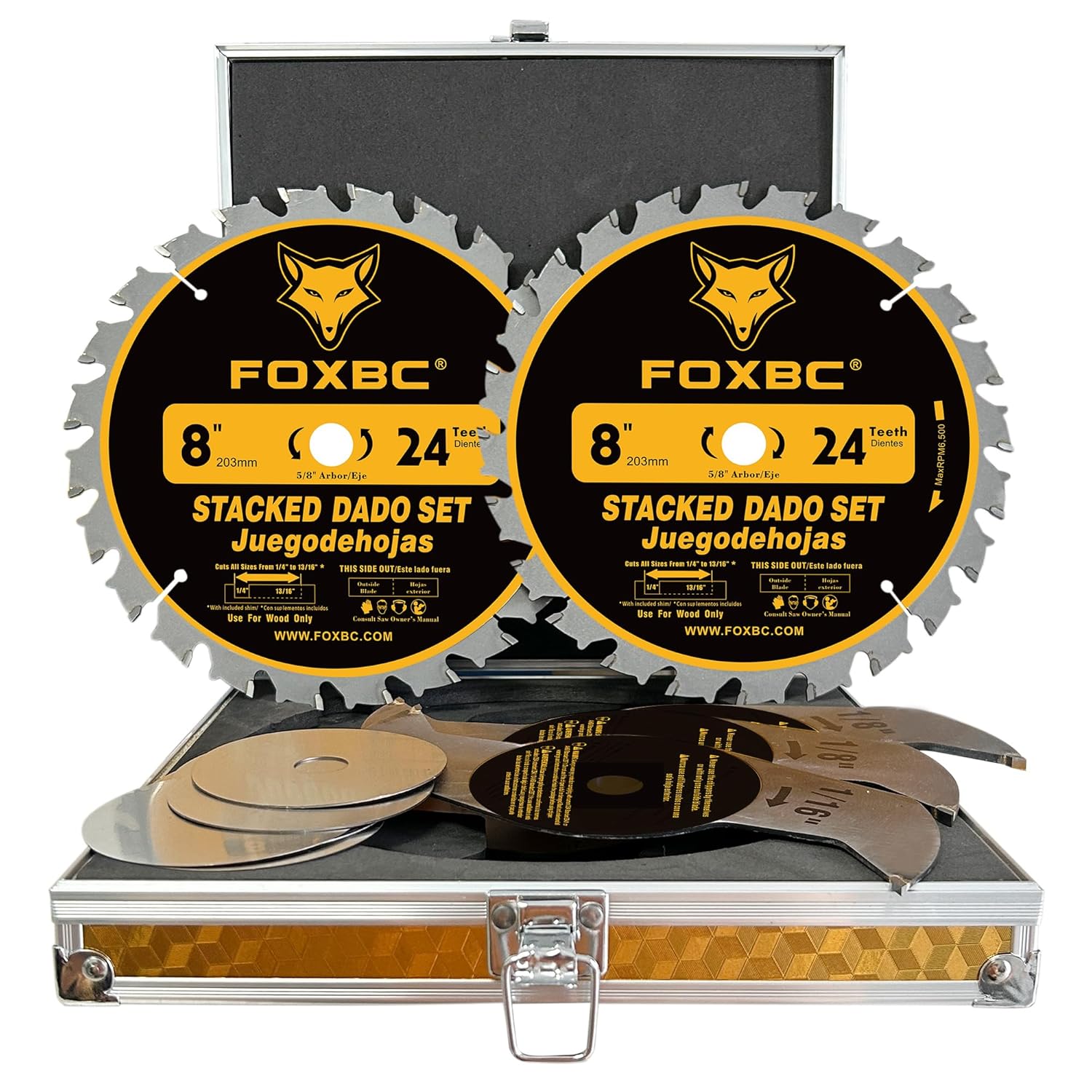 FOXBC 8 Inch Carbide Stacking Dado Blade Set for Precision Cuts