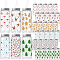 Skylety 30 Pcs Christmas Plastic Cups with Lids and Straws - Party Set