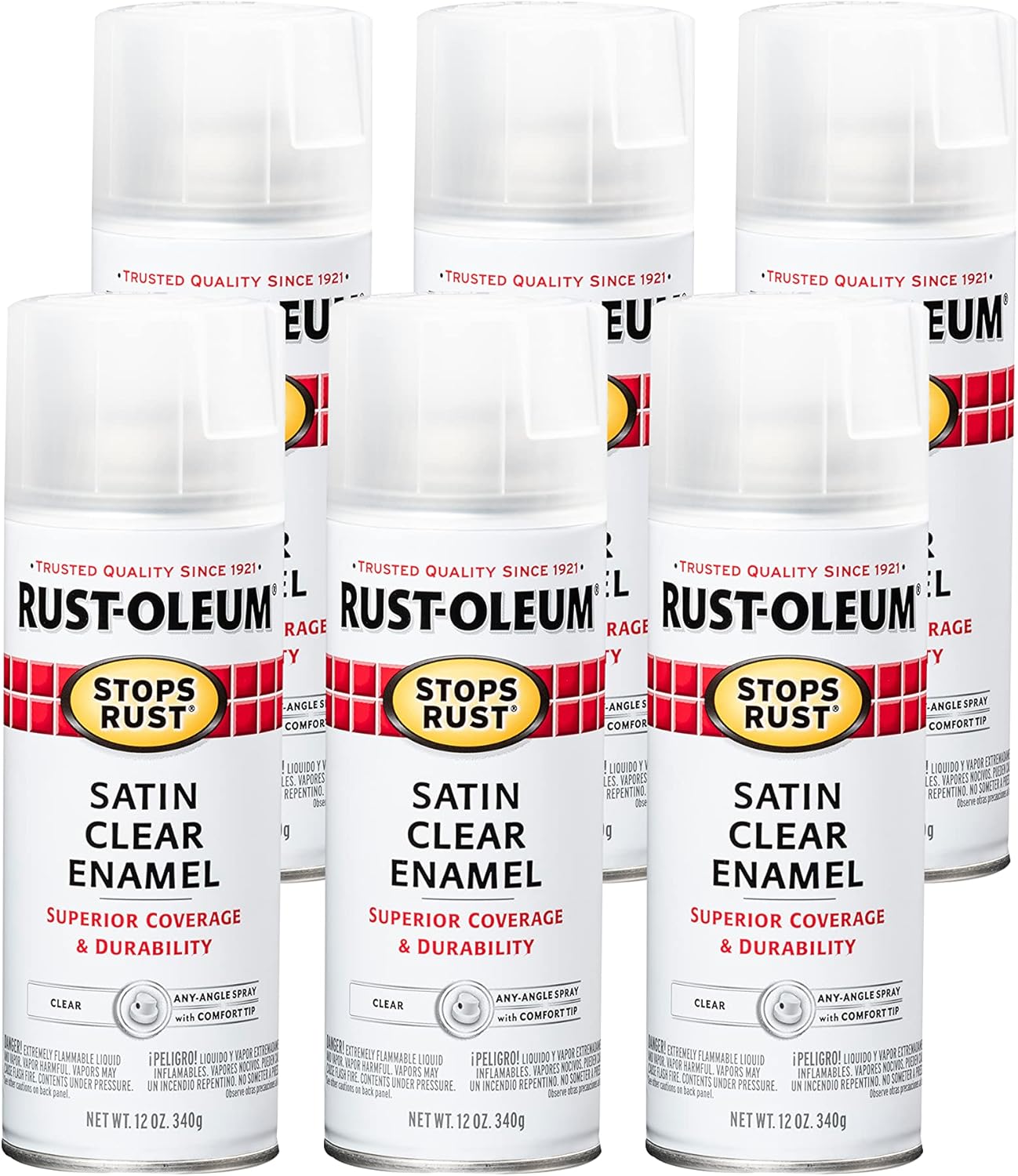 Rust-Oleum Stops Rust Spray Paint 12 Oz Satin Clear 6 Pack