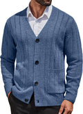 Men's Cable Knit V Neck Cardigan Sweater with Pockets - Warm, Dressy