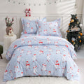 Blue Snowman Kids Comforter Set Queen Size - Cozy Printed Microfiber