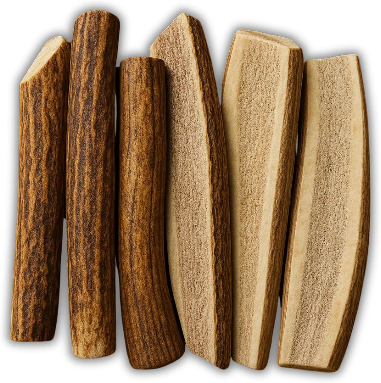 Split-Cut Elk Antlers for Dogs - Natural Chew Bones 6 Pack