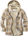 Men's Zip Up Flannel Shirt Jacket Fleece Lined Plaid Coat - Warm