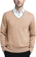 Men's Wool Blend V-Neck Sweater for Fall Winter - Relax Fit Knit