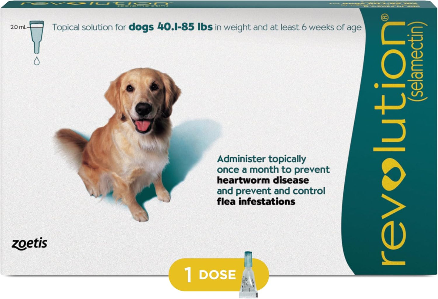Revolution Topical Solution for Dogs 40.1-85lbs 5-in-1 Protection