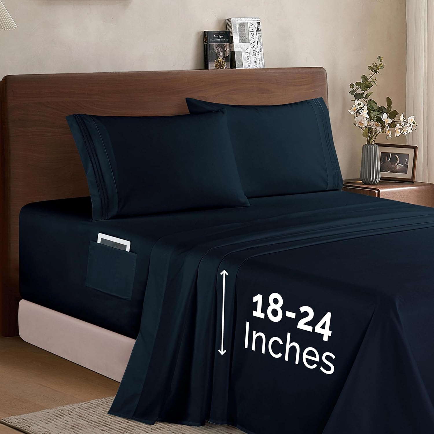Elegant Comfort Luxury Microfiber 4-Piece Sheet Set for Queen