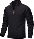 Men's Quarter Zip Pullover Lightweight Cotton Nylon Mock Neck - Warm