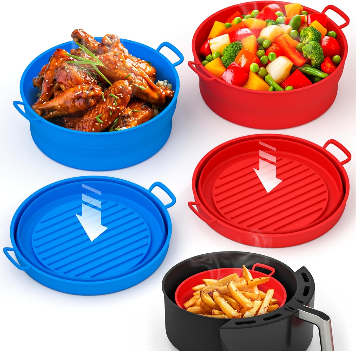 LOTTELI Collapsible Air Fryer Liners - Reusable 2 Pack