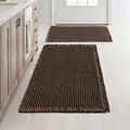Waffle Bathroom Rugs Set of 2 - Super Absorbent Chocolate Bath Mats