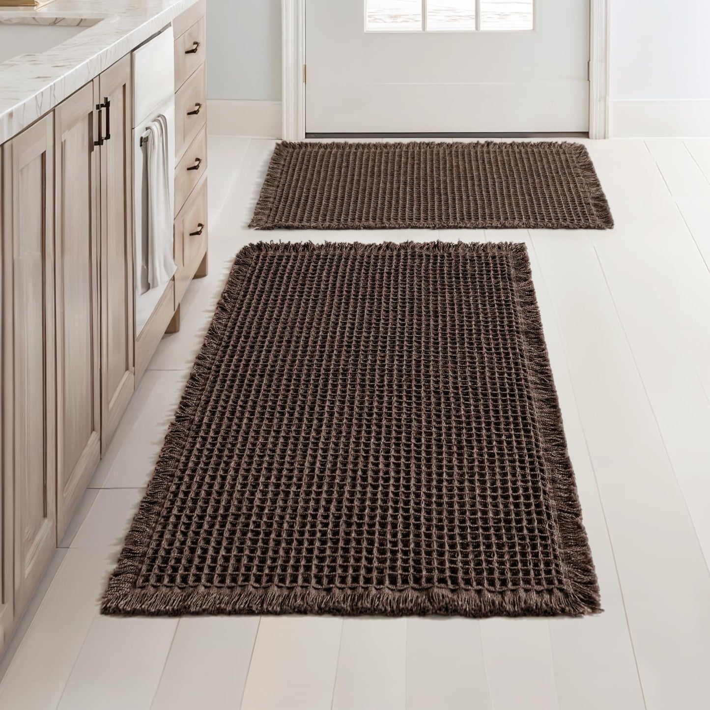 MIULEE Set of 2 Waffle Bathroom Rugs for Cozy Bath Experience