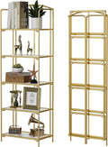 Crofy No Assembly Folding Bookshelf 5 Tier Gold - Space-Saving