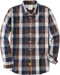Mens Button Up Shirt Long Sleeve Plaid Cotton Casual - Comfortable Fit