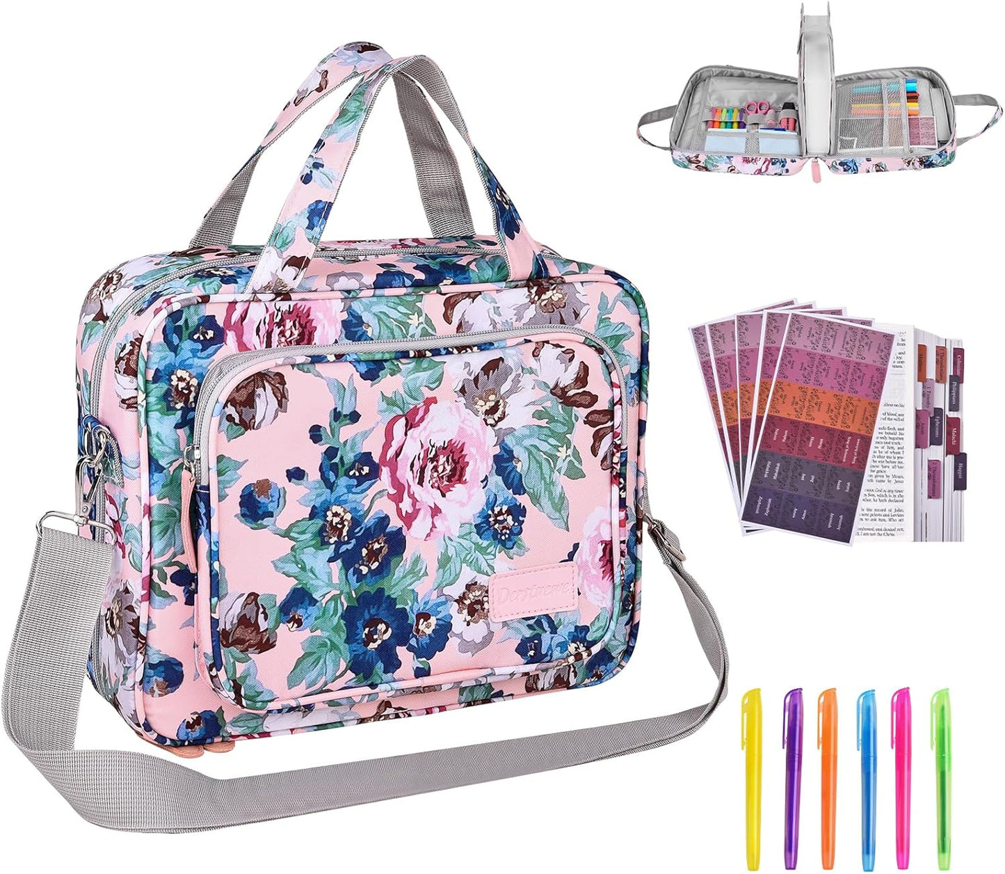 Durable Zippered Bible Cover Case for Women with Handle & Pocket
