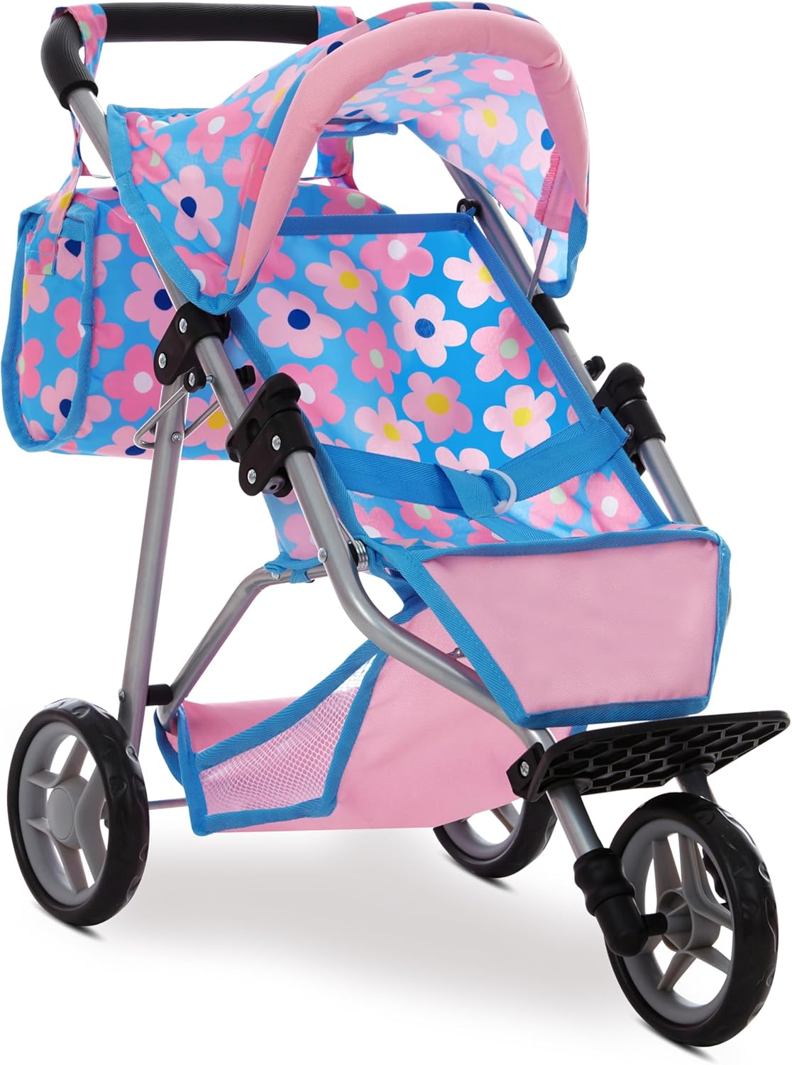 Jogger Style Baby Doll Stroller for Kids with Canopy & Basket