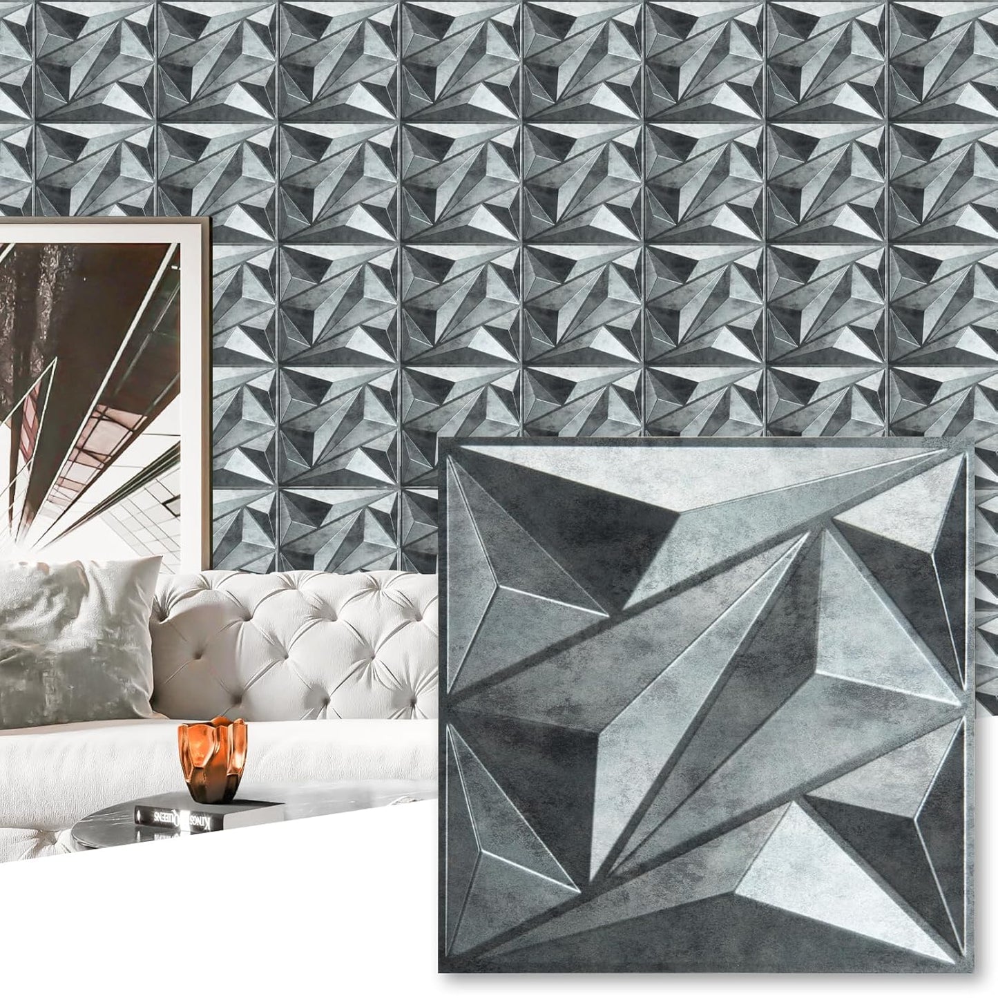 Art3dwallpanels 33 Pack 3D Wall Panel Diamond for Interior Decor