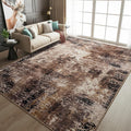 Merelax 8x10 Brown Red Area Rug for Living Room - Washable Low Pile