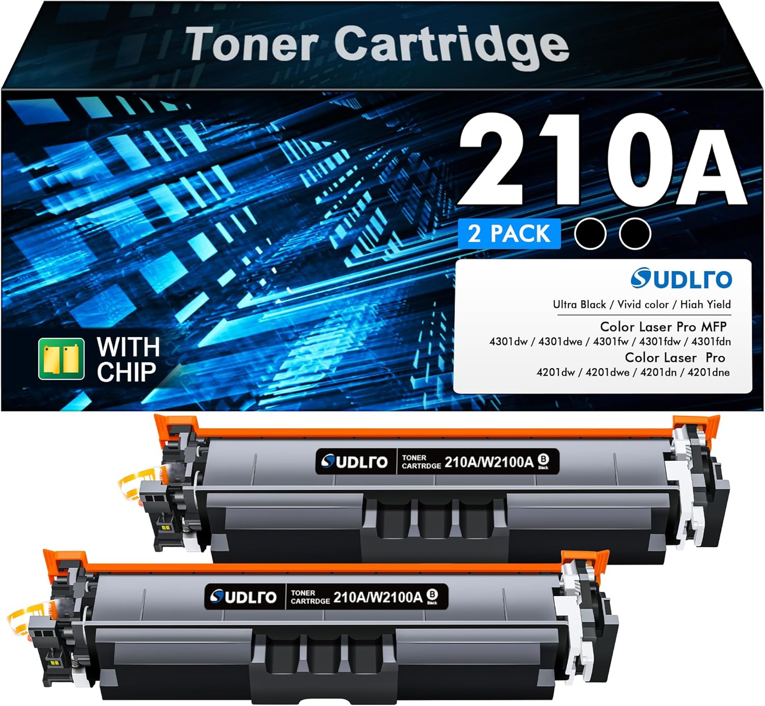210A Toner Cartridges Black Replacement for HP Printers 2 Pack