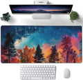 XXL Mouse Pad Milky Way and Misty Forest Desk Mat - Large 35.4in x
