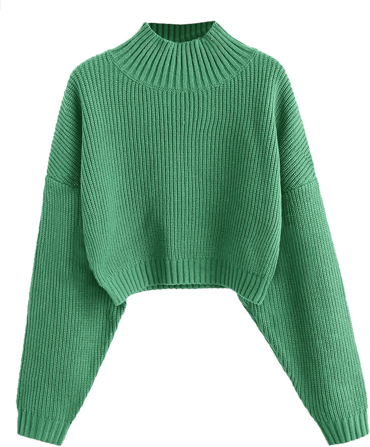 Cropped Turtleneck Sweater for Women - Stylish Lantern Sleeve Knit