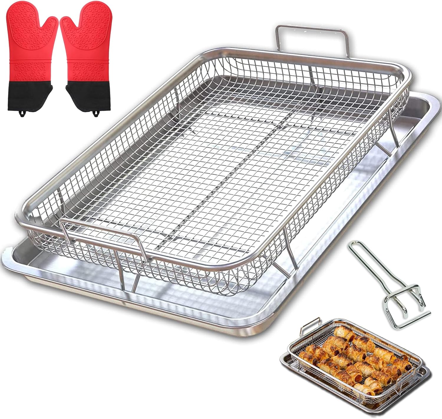 Stainless Steel Air Fryer Basket - Crispy & Safe