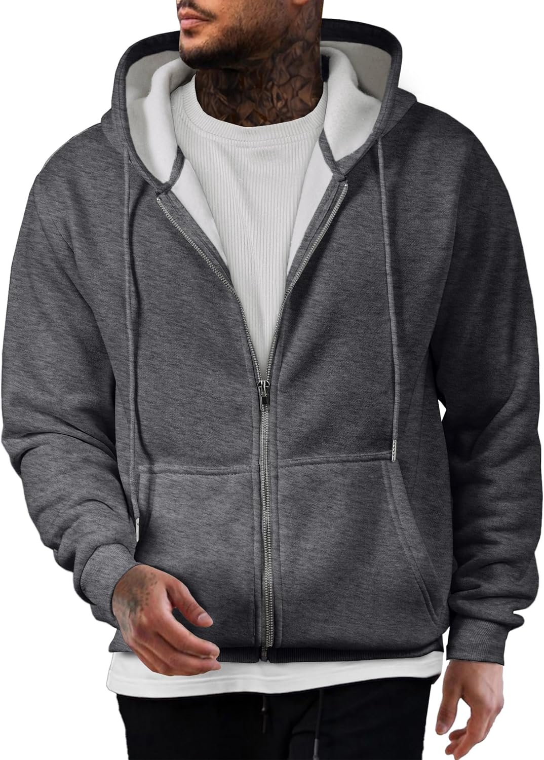 JMIERR Mens Full Zip Casual Cotton Hooded Fleece Sweatshirt